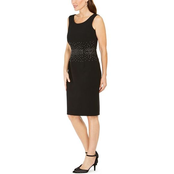 Kasper Women's Jeweled Stud Sheath Dress Black Size 12 - Picture 3 of 4